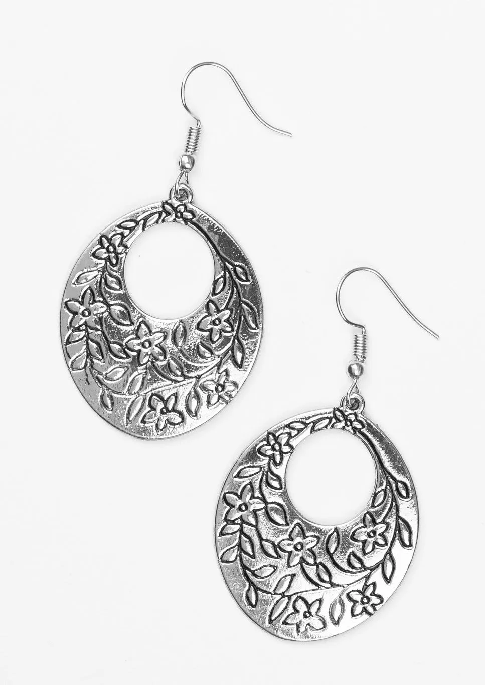 Flirting With Florals Silver Earrings