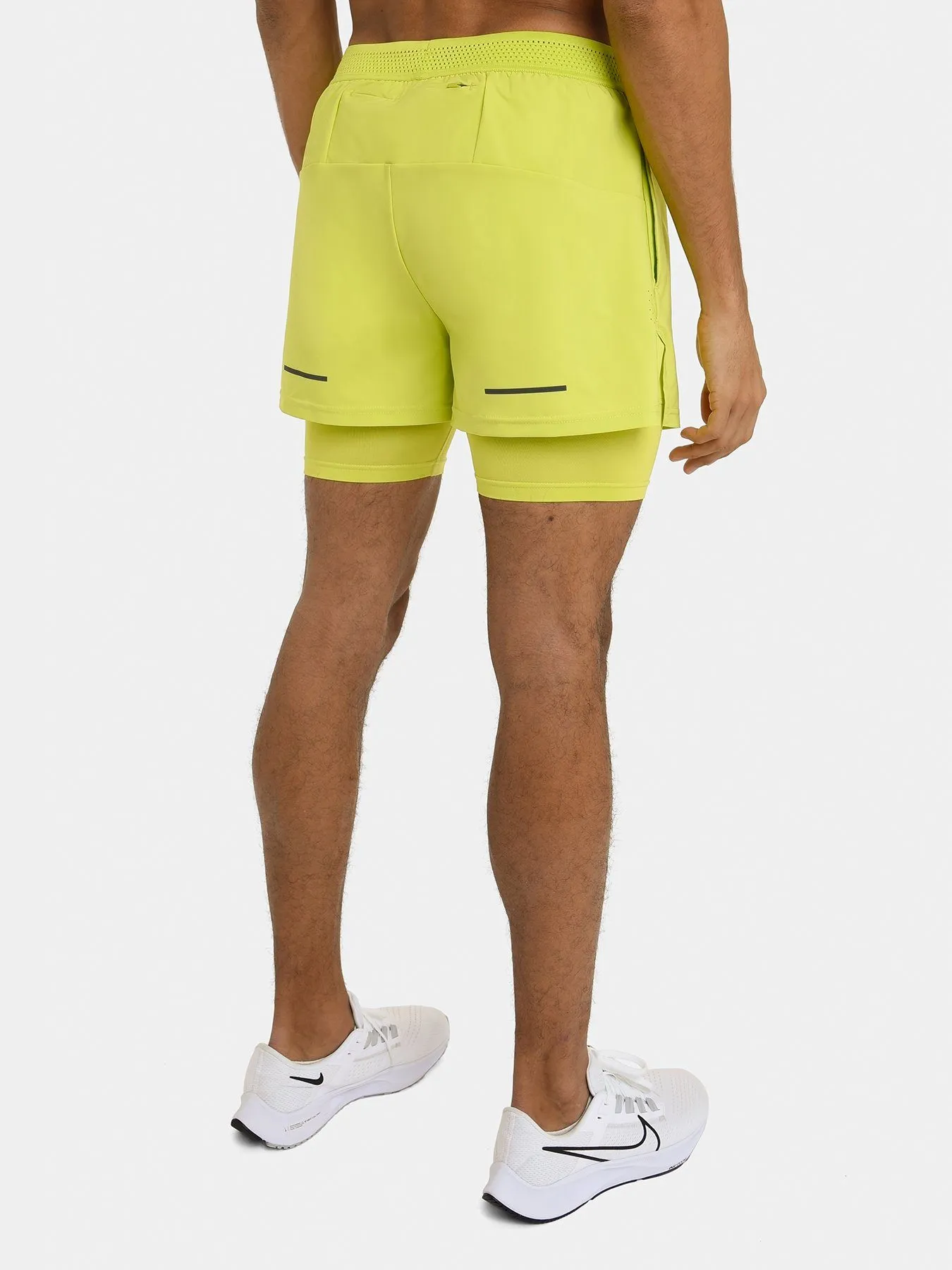 Flyweight 2-in-1 Running Short For Men With Side & Back Zip Pockets & Internal Compression Lining With Pocket