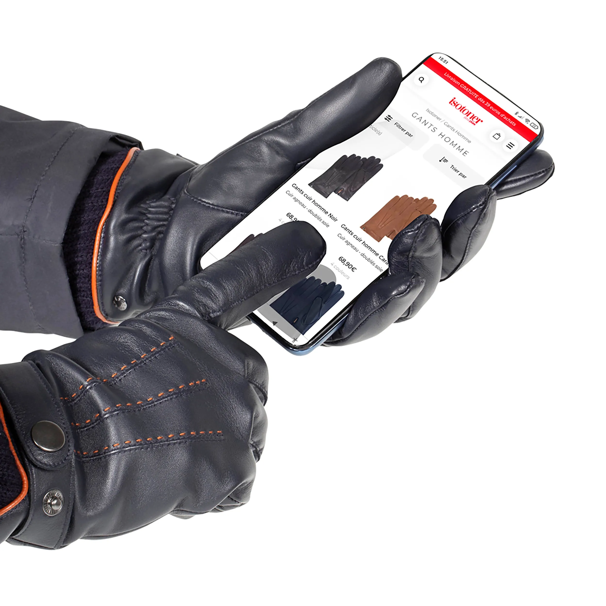 Gants Homme Polaire recyclée  Marine