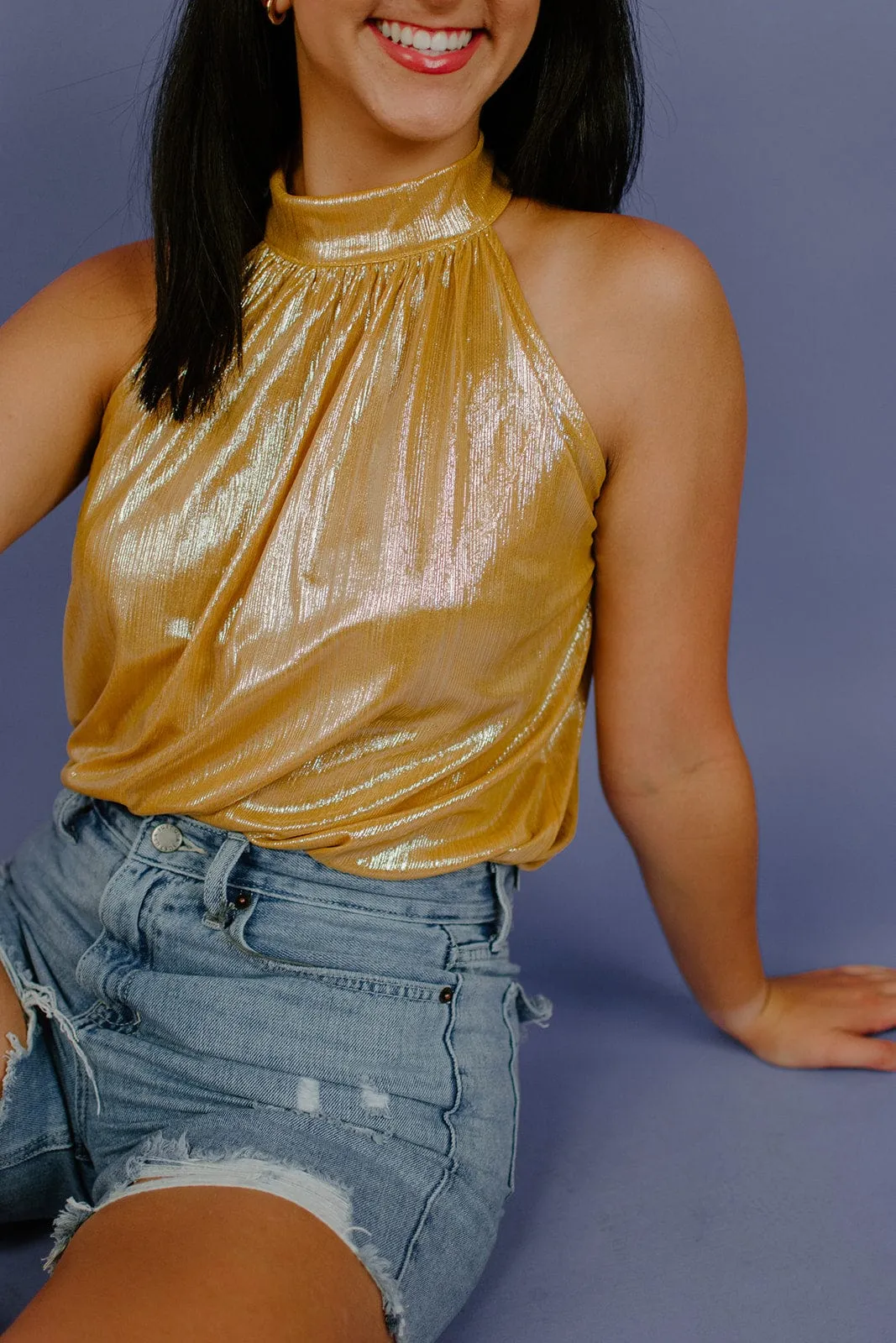 Gold Glitz Halter Top