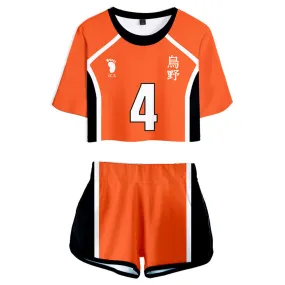 Haikyuu Nishinoya Yuu Cosplay Costume High School Uniform Jersey Top Shorts for Women