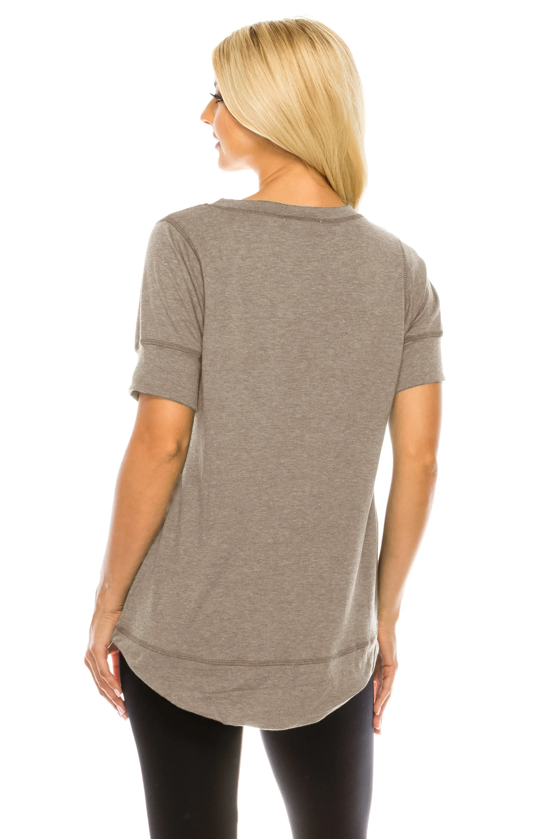 Haute Edition Casual Loose Fit Raglan Cross Stitch Comfy Tees. Plus Sizes Available