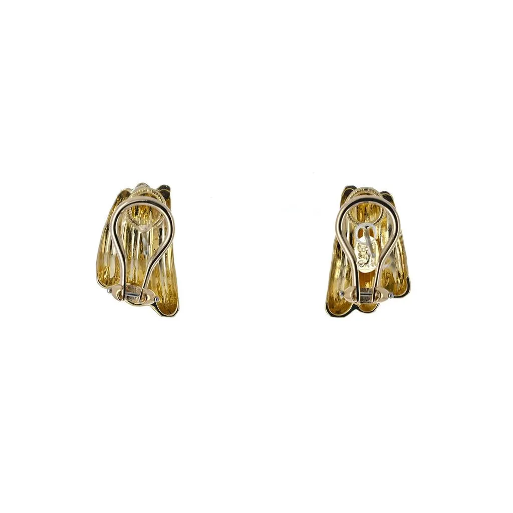 Henry Dunay Hammered Huggie Earrings - Yellow Gold