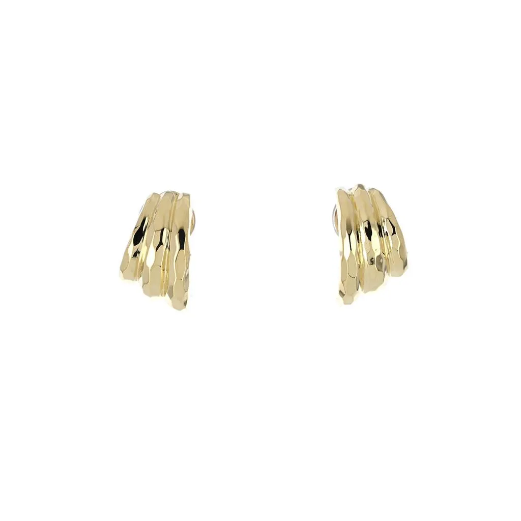 Henry Dunay Hammered Huggie Earrings - Yellow Gold