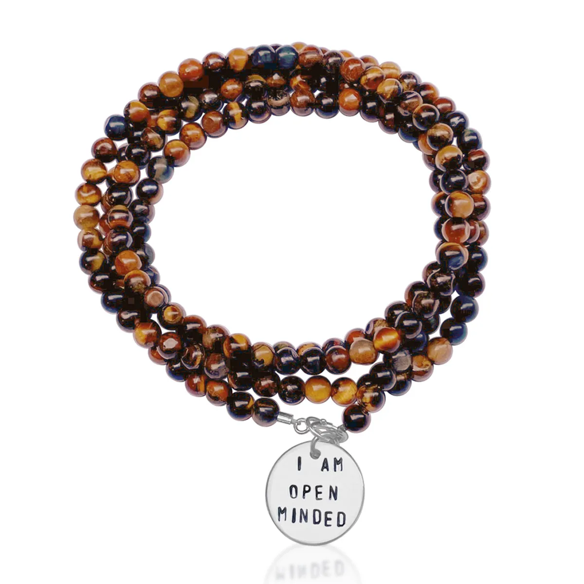 I am Open Minded Affirmation Wrap Bracelet with Tiger Eye to See Both Sides of an Argument