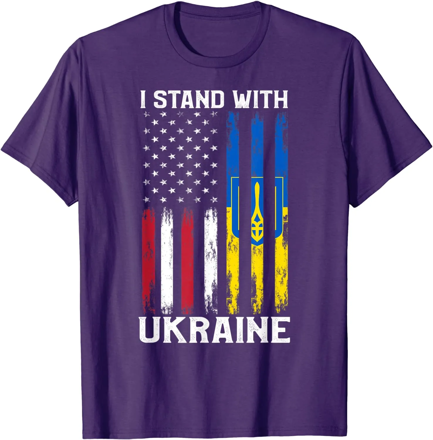 I Stand With Ukraine Flag American USA Flag Support Ukraine T-Shirt