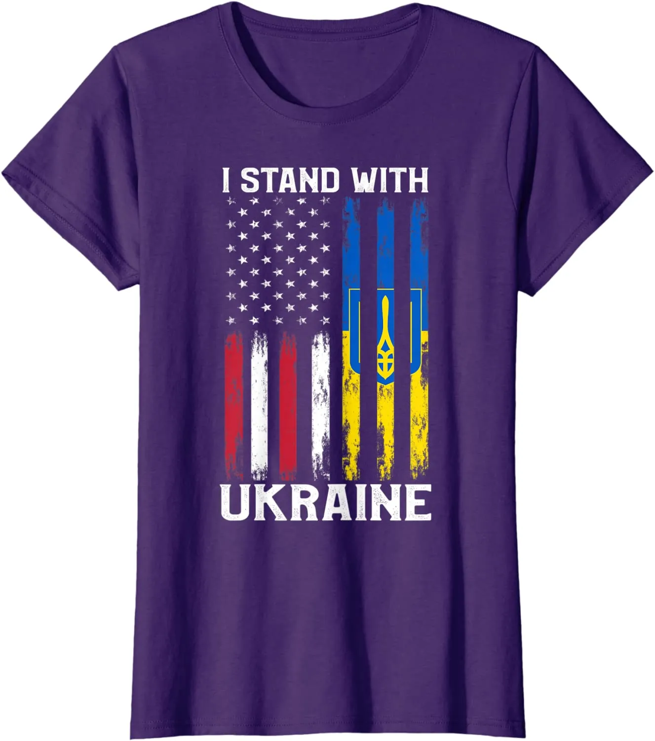 I Stand With Ukraine Flag American USA Flag Support Ukraine T-Shirt