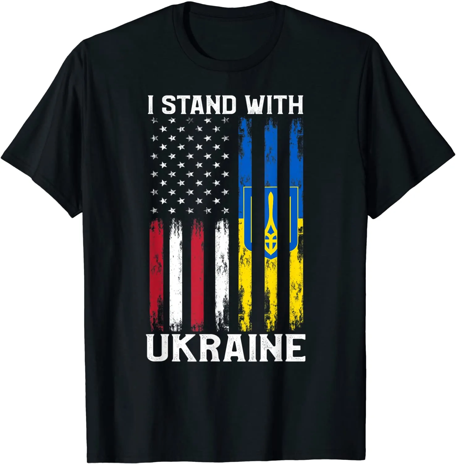 I Stand With Ukraine Flag American USA Flag Support Ukraine T-Shirt