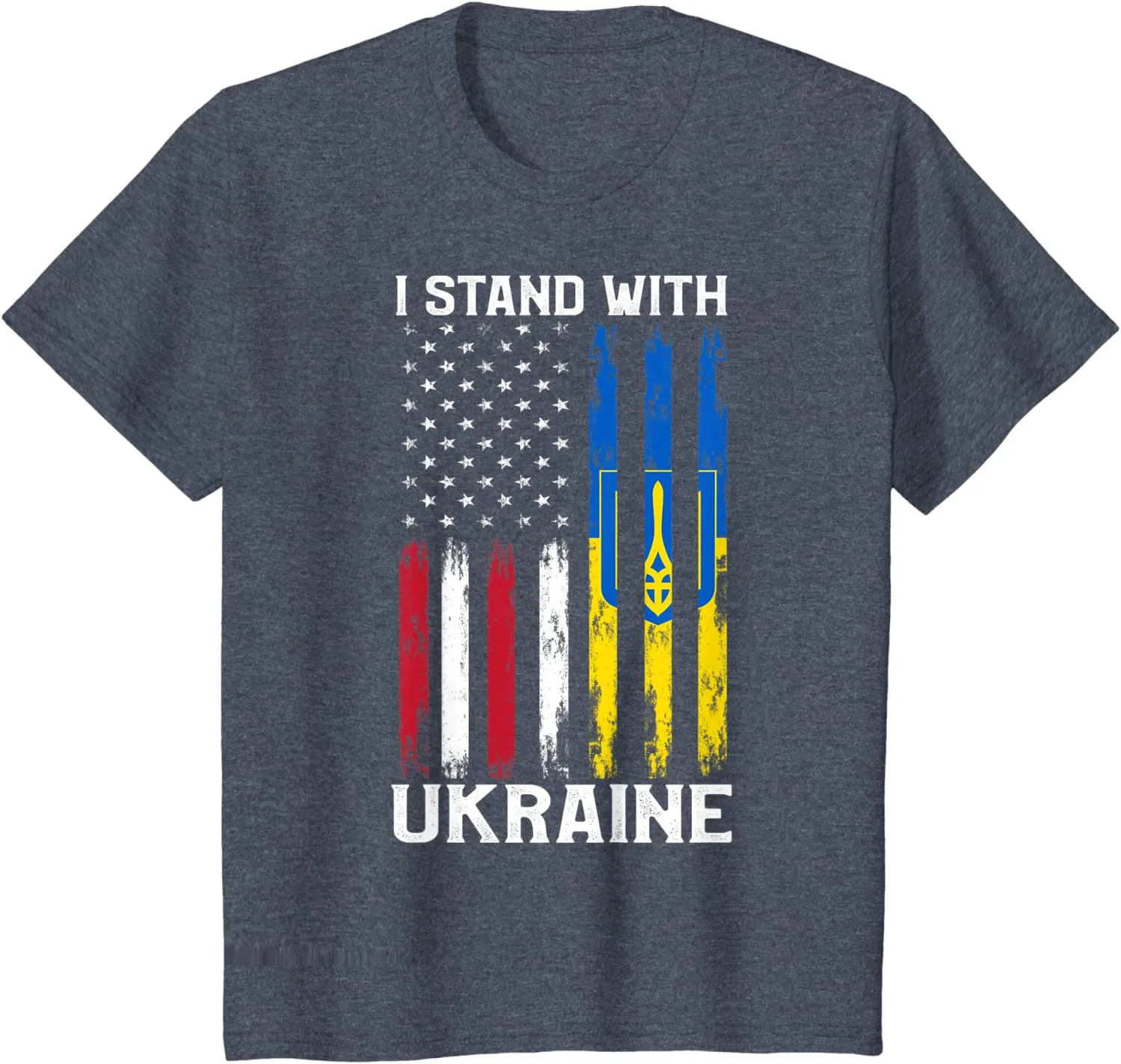 I Stand With Ukraine Flag American USA Flag Support Ukraine T-Shirt