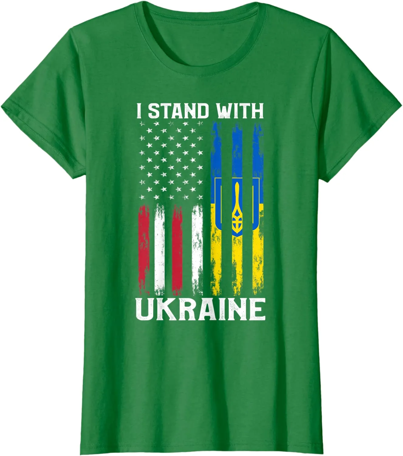 I Stand With Ukraine Flag American USA Flag Support Ukraine T-Shirt