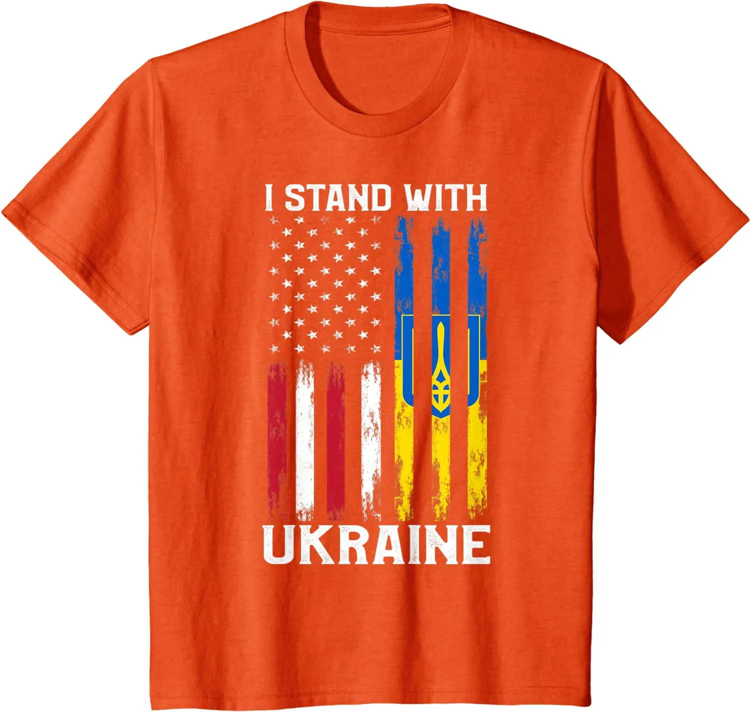 I Stand With Ukraine Flag American USA Flag Support Ukraine T-Shirt