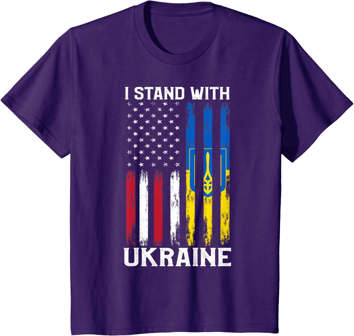 I Stand With Ukraine Flag American USA Flag Support Ukraine T-Shirt