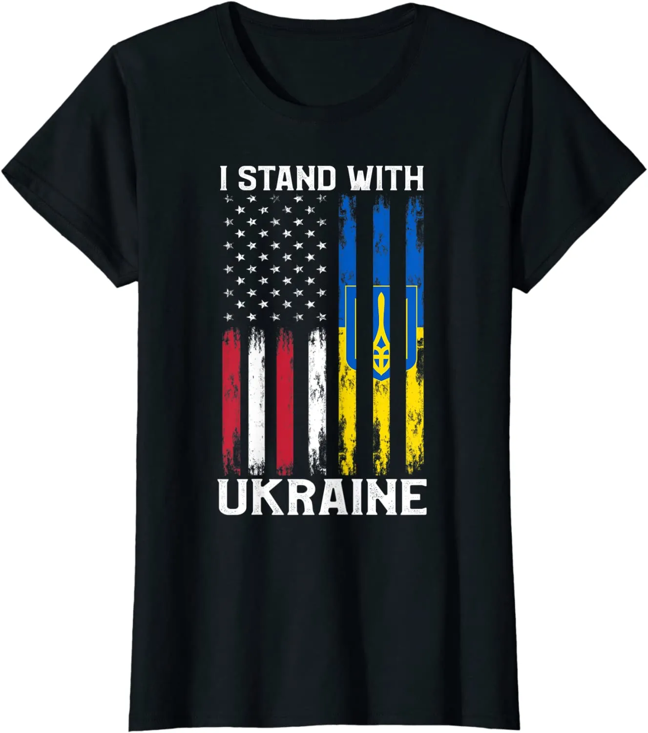 I Stand With Ukraine Flag American USA Flag Support Ukraine T-Shirt