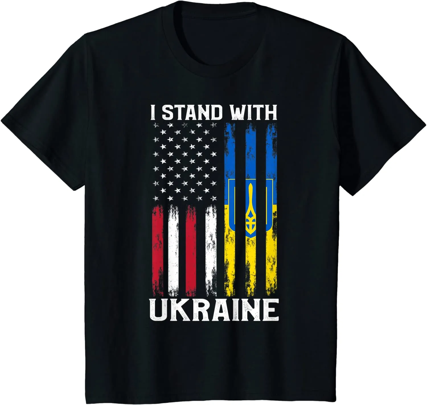 I Stand With Ukraine Flag American USA Flag Support Ukraine T-Shirt