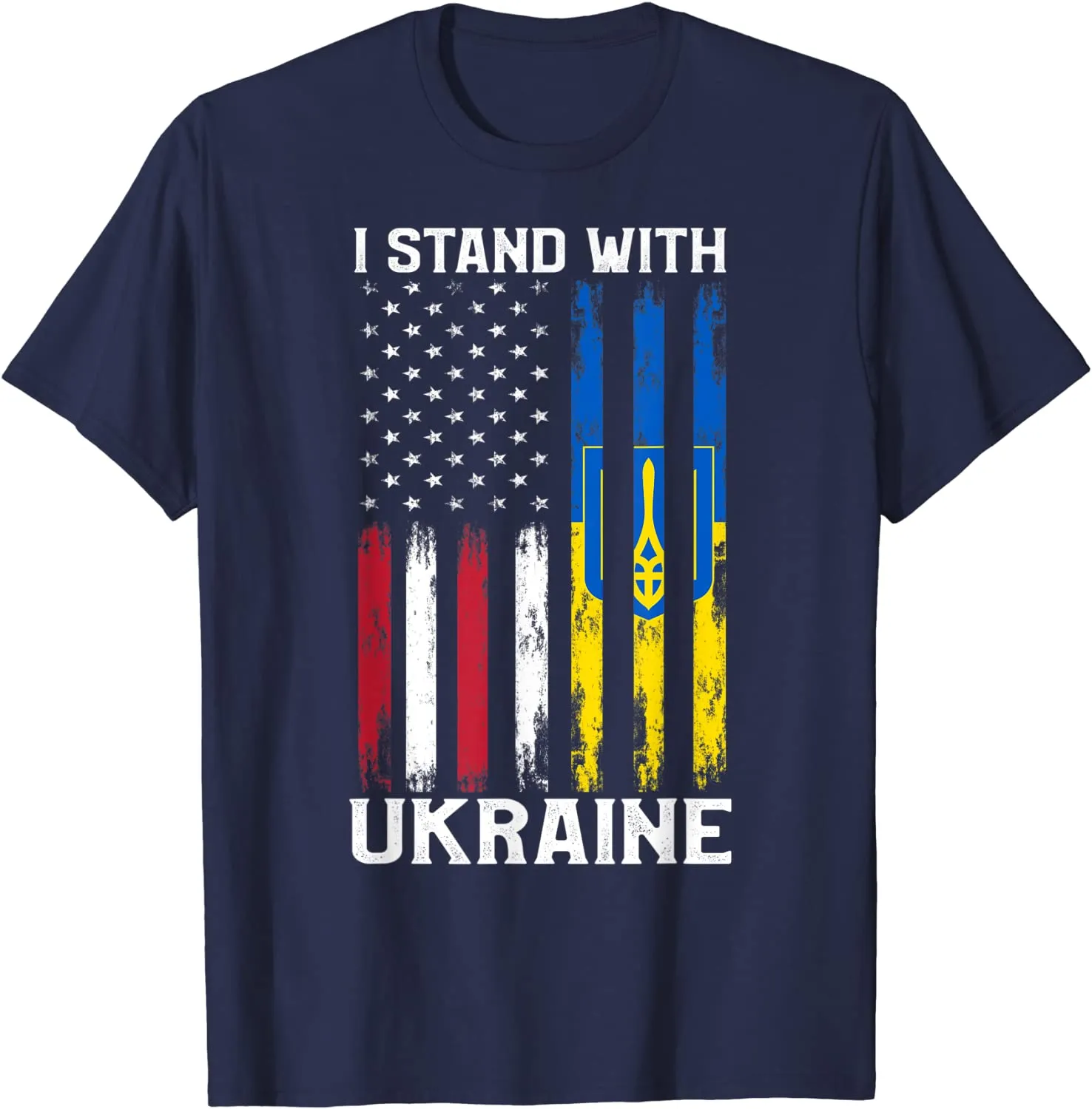 I Stand With Ukraine Flag American USA Flag Support Ukraine T-Shirt