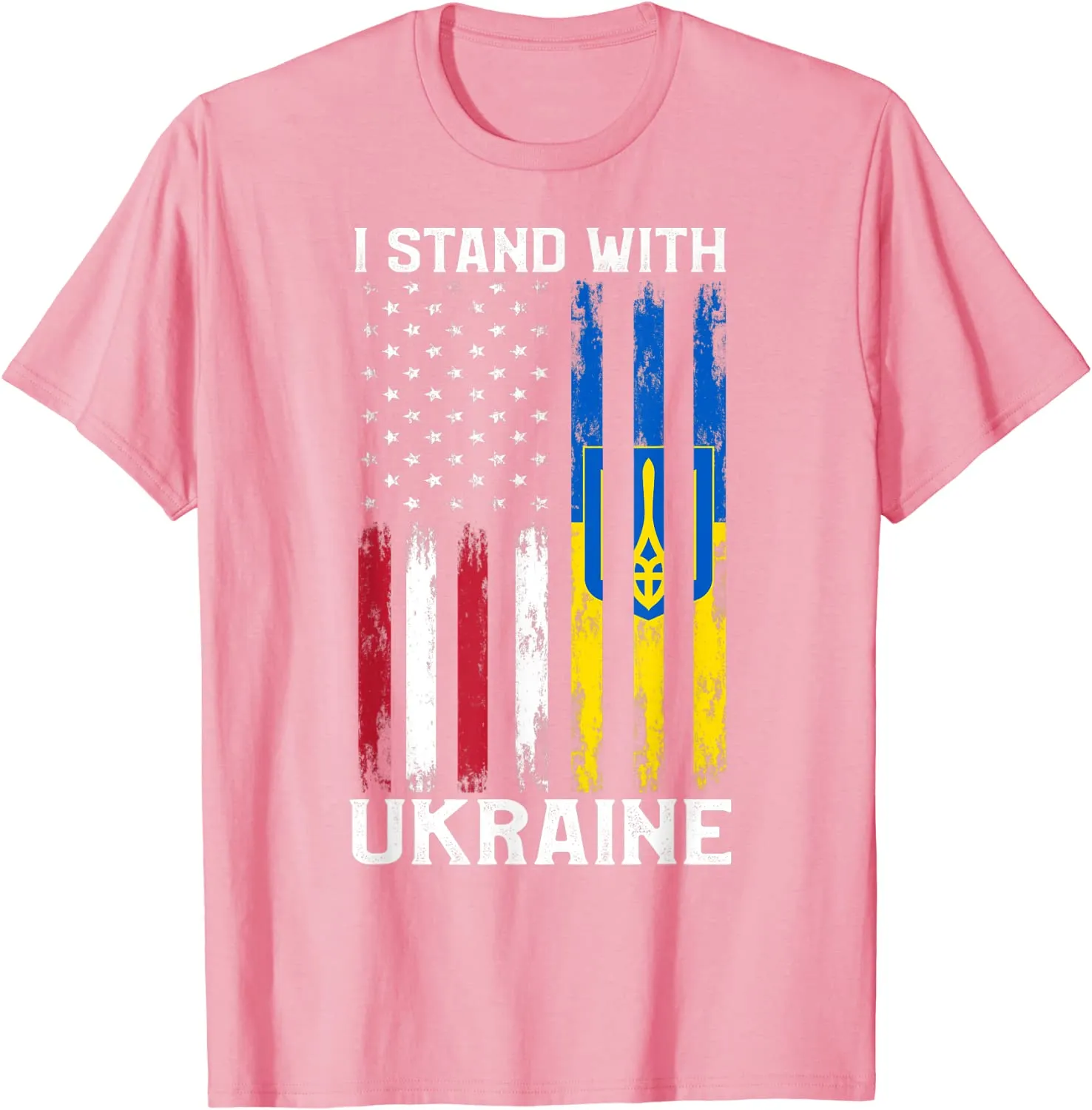 I Stand With Ukraine Flag American USA Flag Support Ukraine T-Shirt