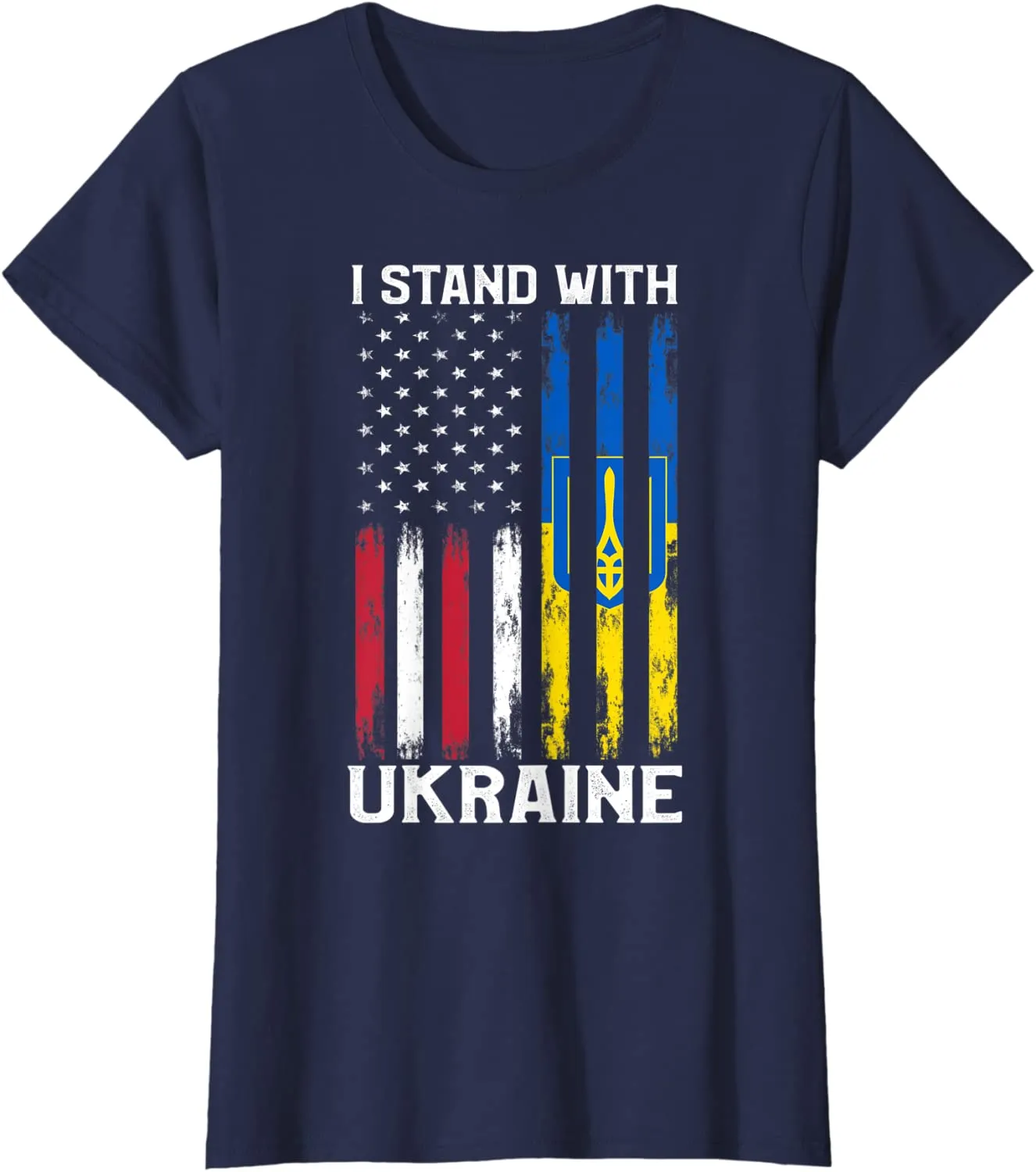 I Stand With Ukraine Flag American USA Flag Support Ukraine T-Shirt