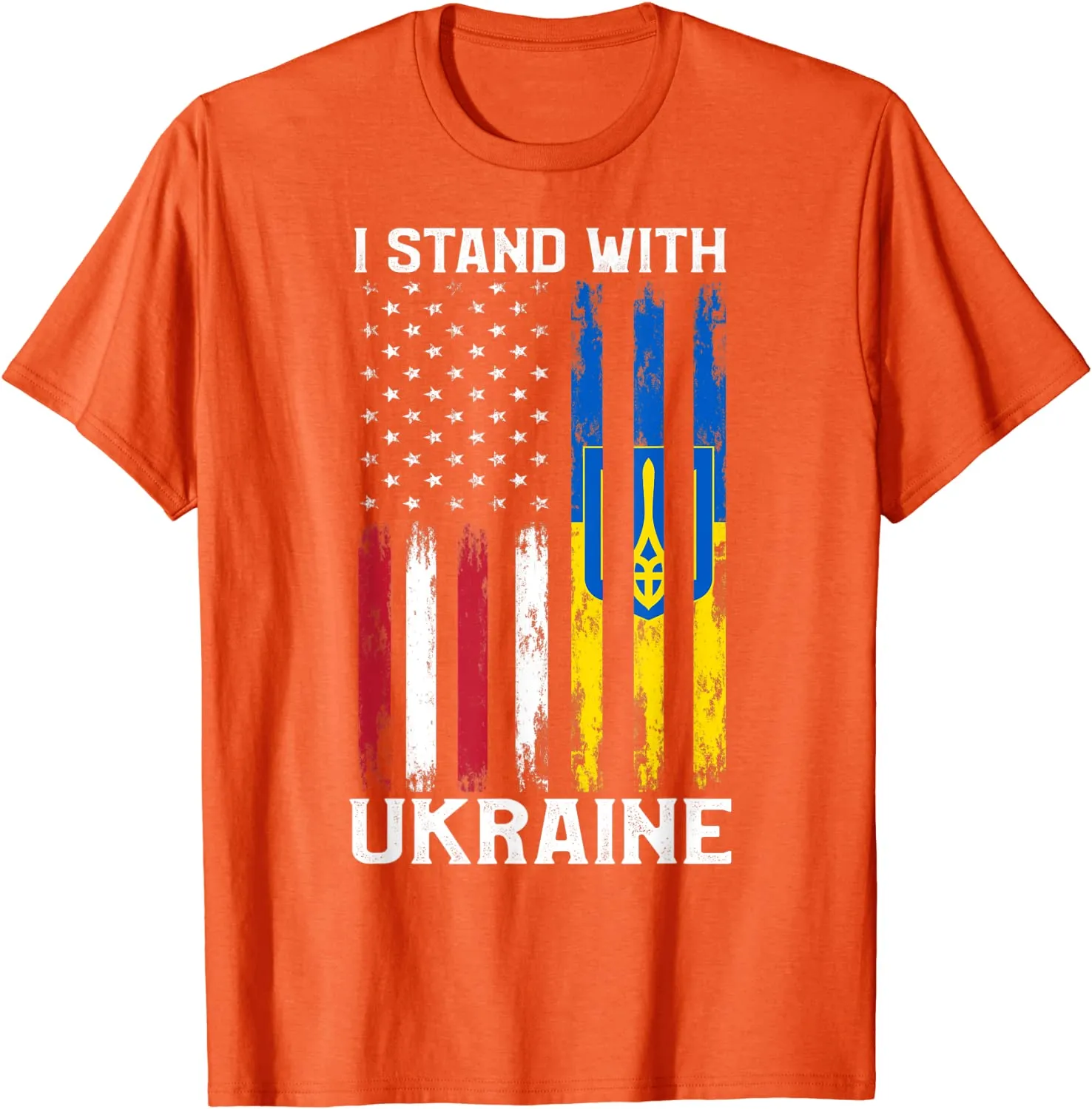 I Stand With Ukraine Flag American USA Flag Support Ukraine T-Shirt