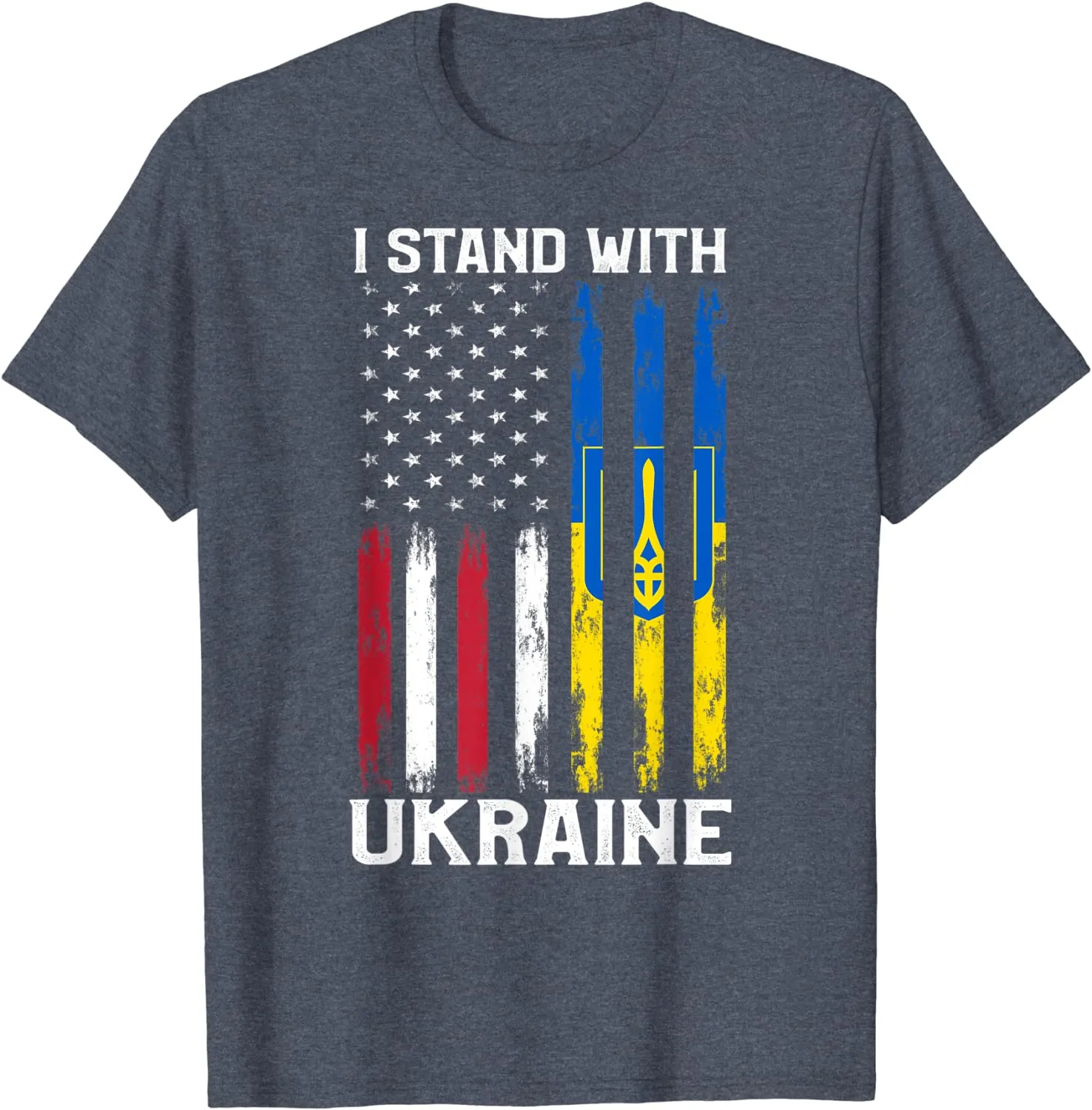 I Stand With Ukraine Flag American USA Flag Support Ukraine T-Shirt