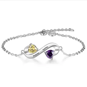 Infinity Bracelet With 2 Birthstone For Women