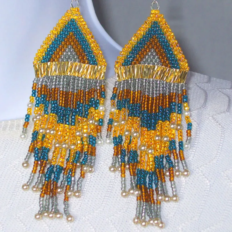 Langley Native Pattern Fringe Earrings