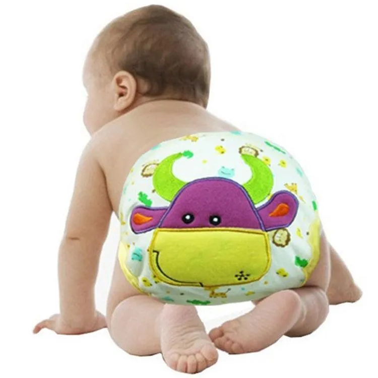 Leak-Proof Cotton Baby Diapers - Waterproof, Breathable & Washable for Unisex 6-12 Months