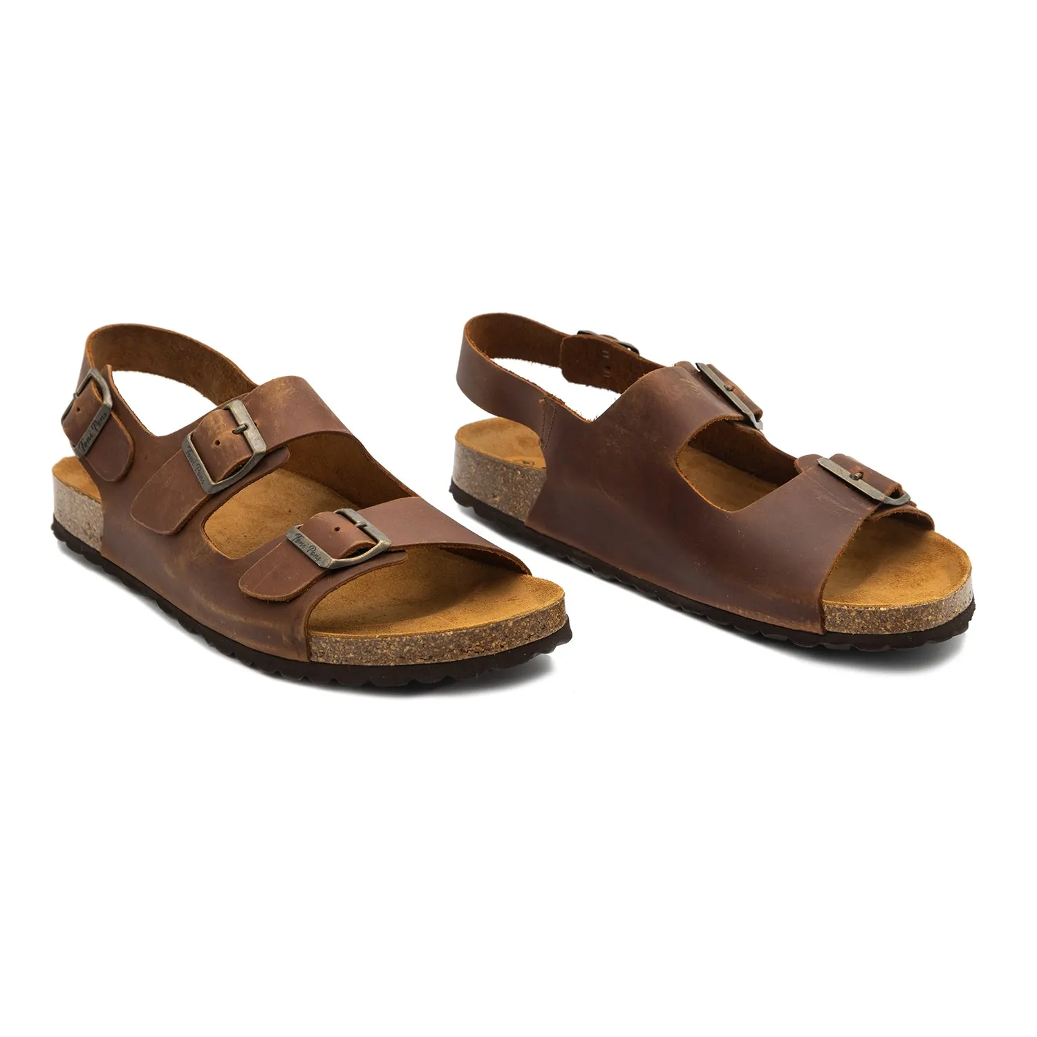 Leather Sandal with Double Buckle for Men  - Gil-PE