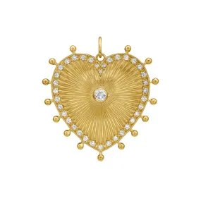 Lionheart - Cassandane - Large Diamond Heart Medallion, Yellow Gold