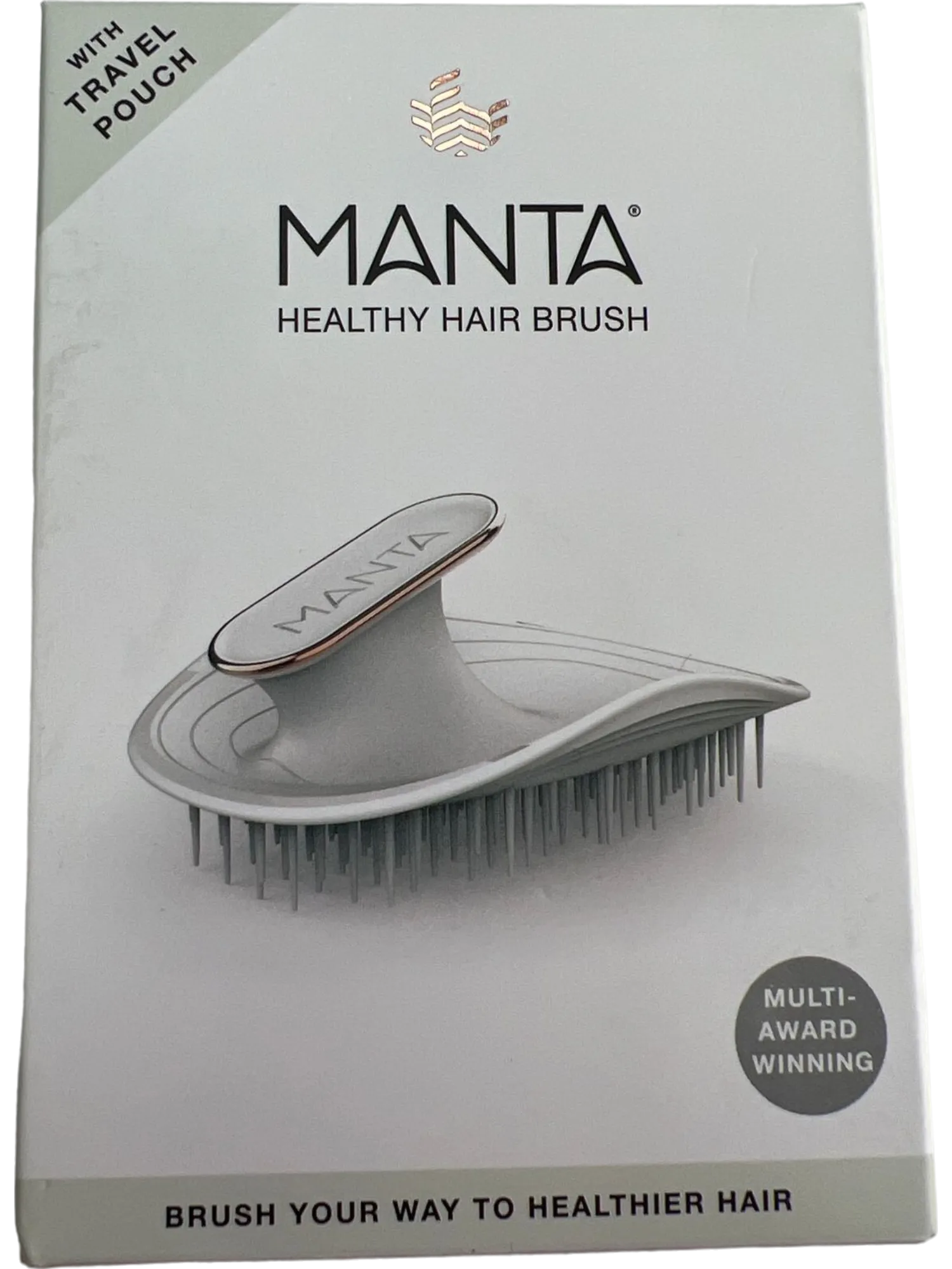 MANTA White Healthy Hair Brush with Travel Pouch