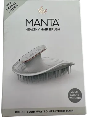 MANTA White Healthy Hair Brush with Travel Pouch