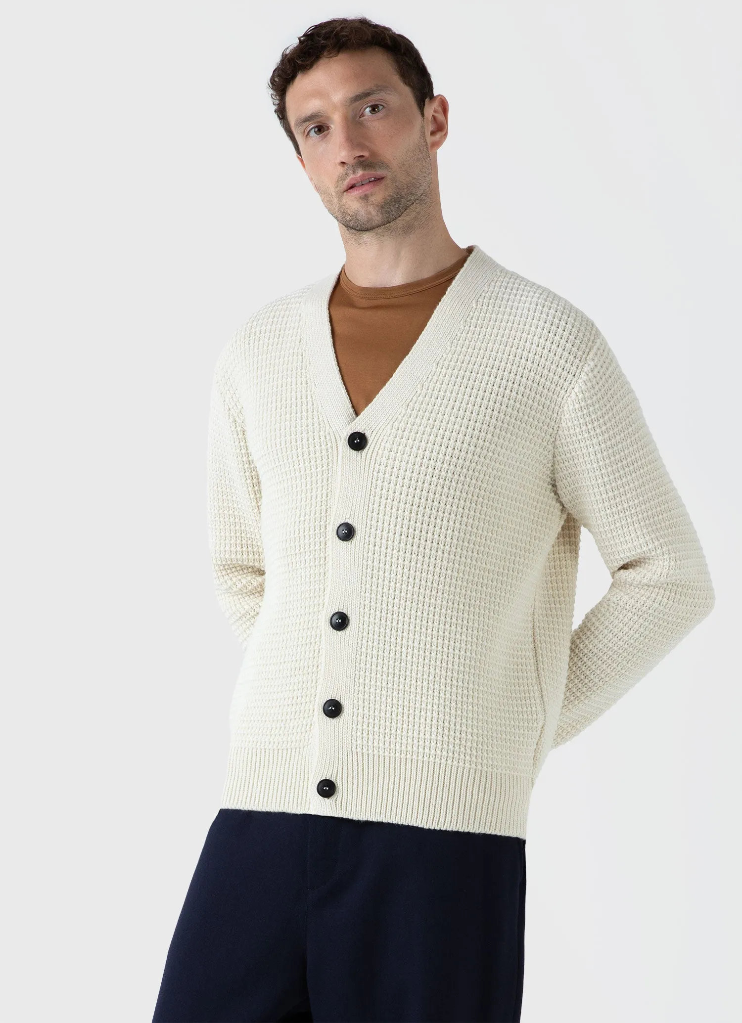 Men's Fisherman Cardigan in Ecru