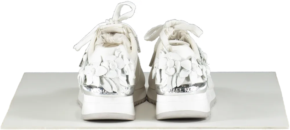 Michael Kors White Allie Floral Appliqué Leather Trainers UK 3.5 EU 36.5 👠