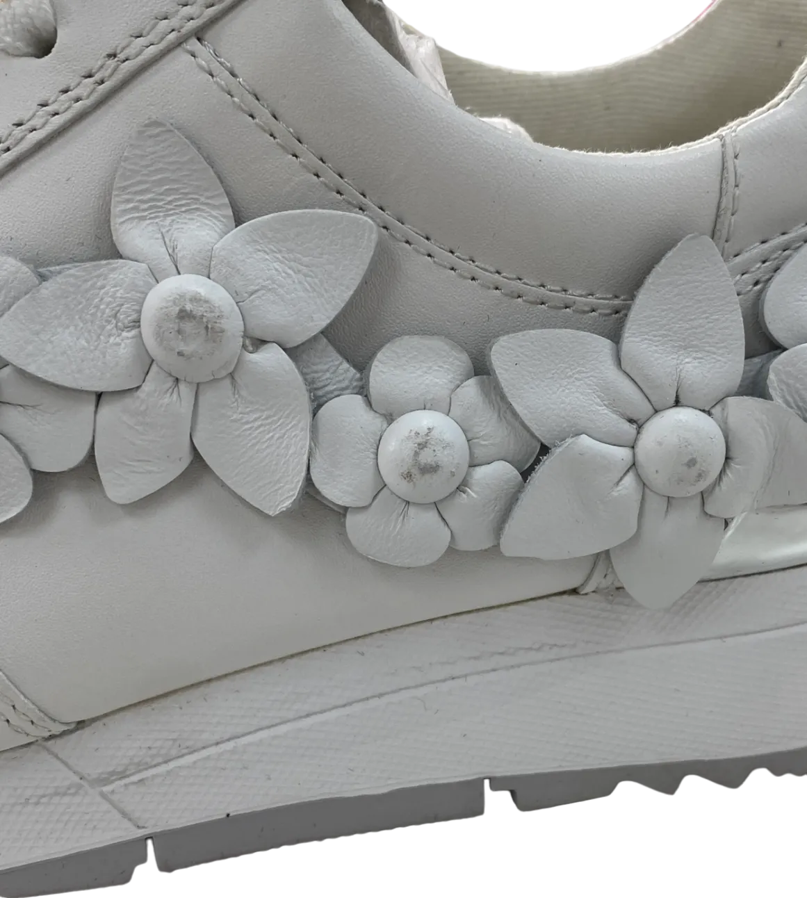 Michael Kors White Allie Floral Appliqué Leather Trainers UK 3.5 EU 36.5 👠