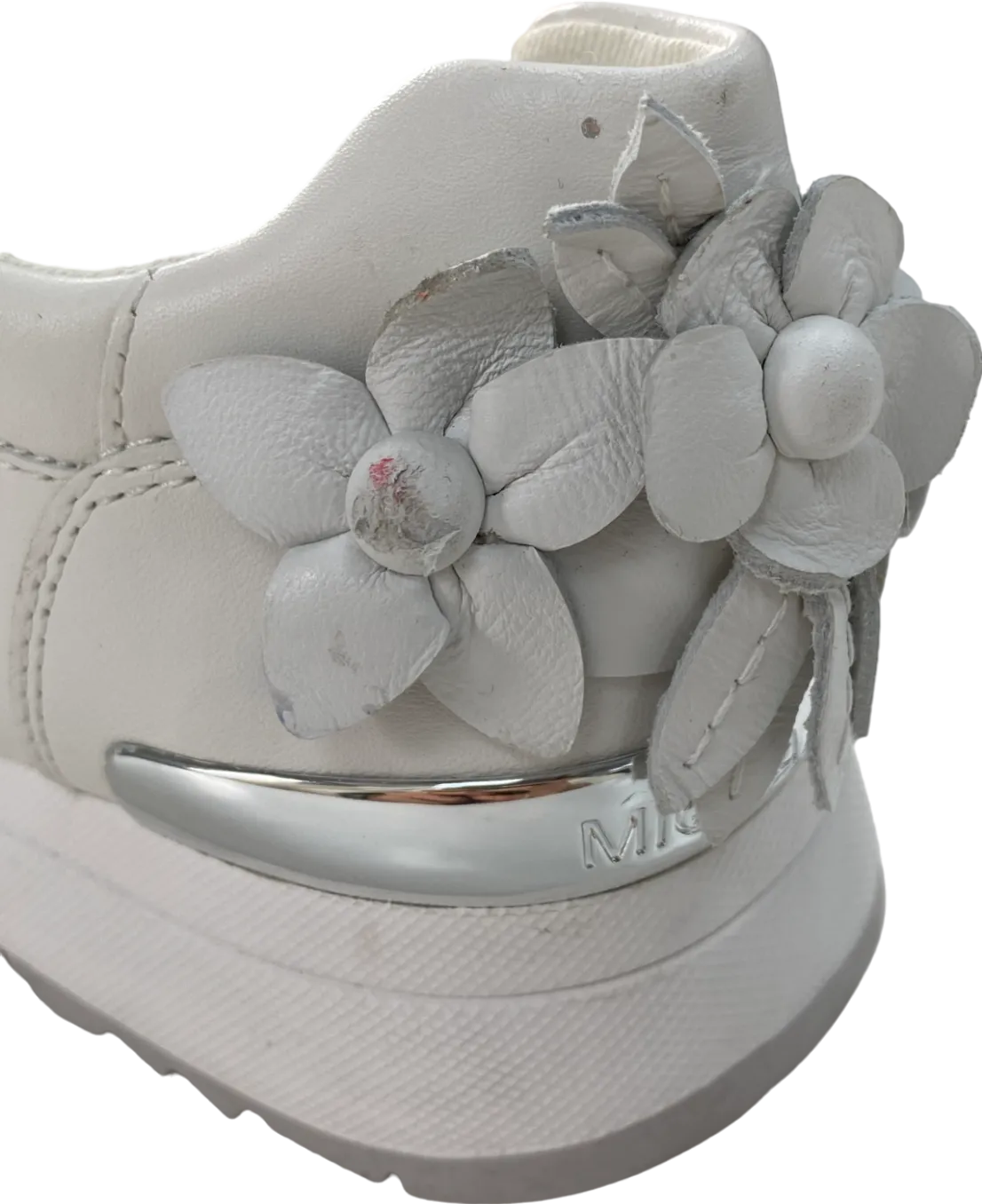 Michael Kors White Allie Floral Appliqué Leather Trainers UK 3.5 EU 36.5 👠