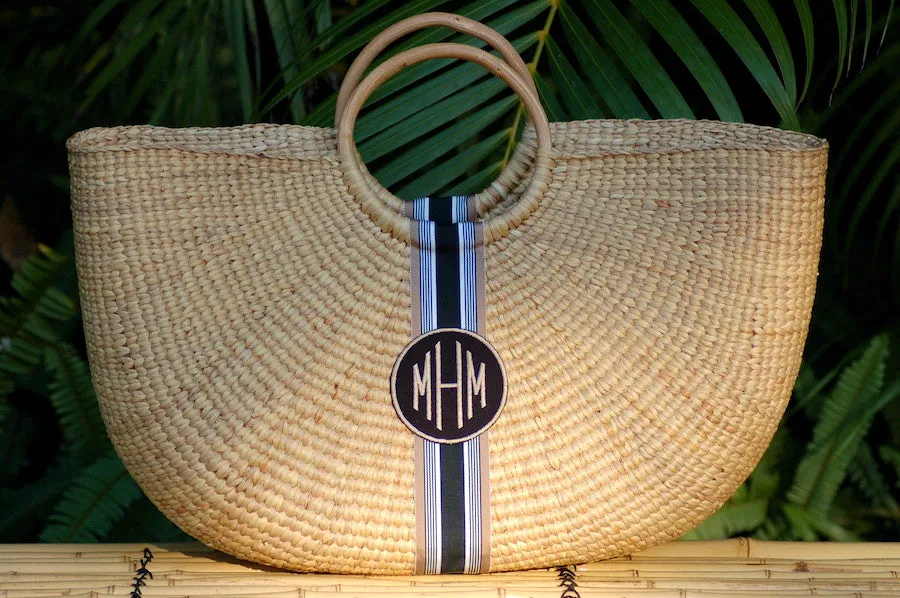 Monogrammed Shorty X-Large Straw Basket Bag