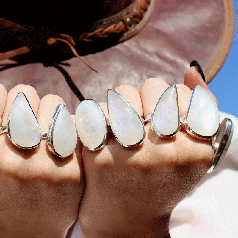 Moonstone Classic Teardrop Silver Ring