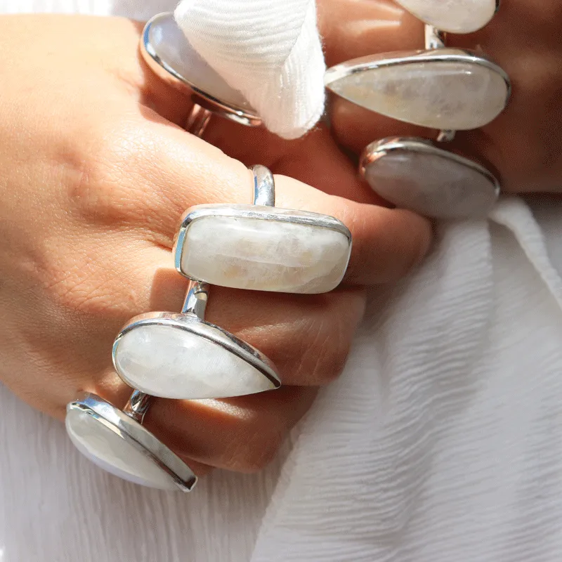 Moonstone Classic Teardrop Silver Ring