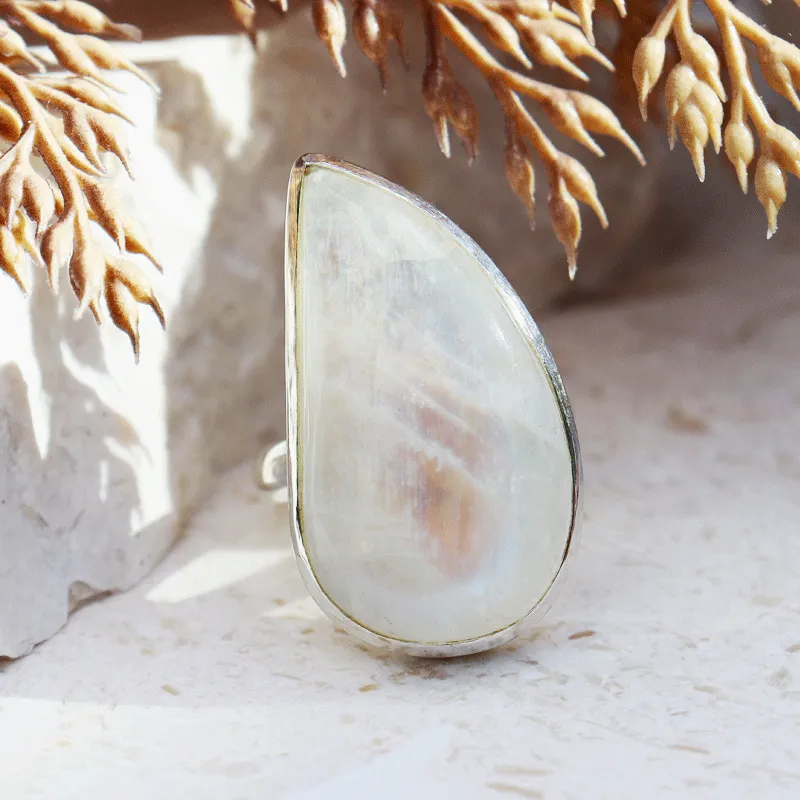 Moonstone Classic Teardrop Silver Ring