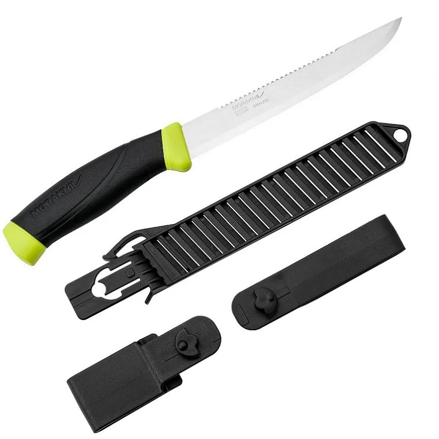 MORAKNIV FISHING COMFORT SCALER 150 - STAINLESS STEEL - BLACK/LIME (ID 13870)