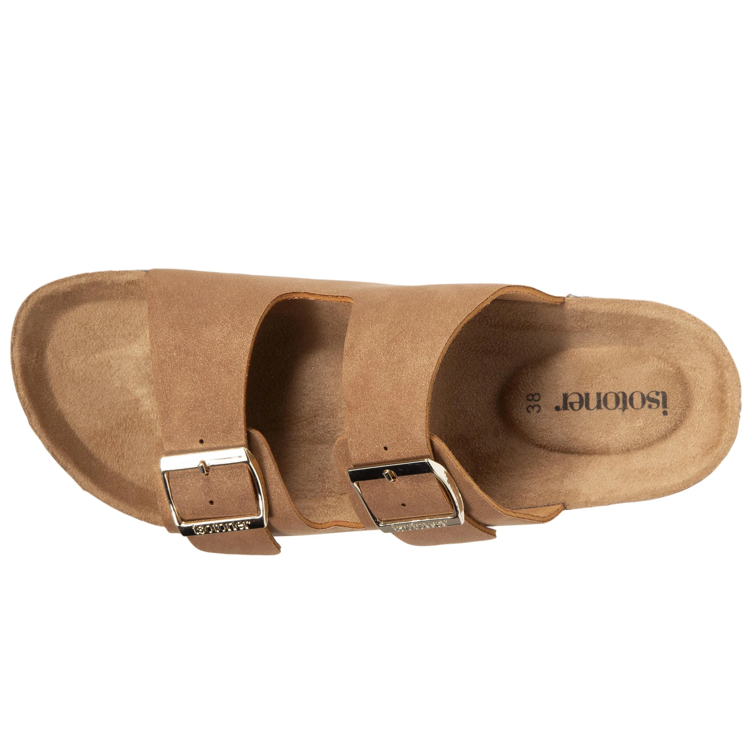 Mules sandales Femme double bride Camel