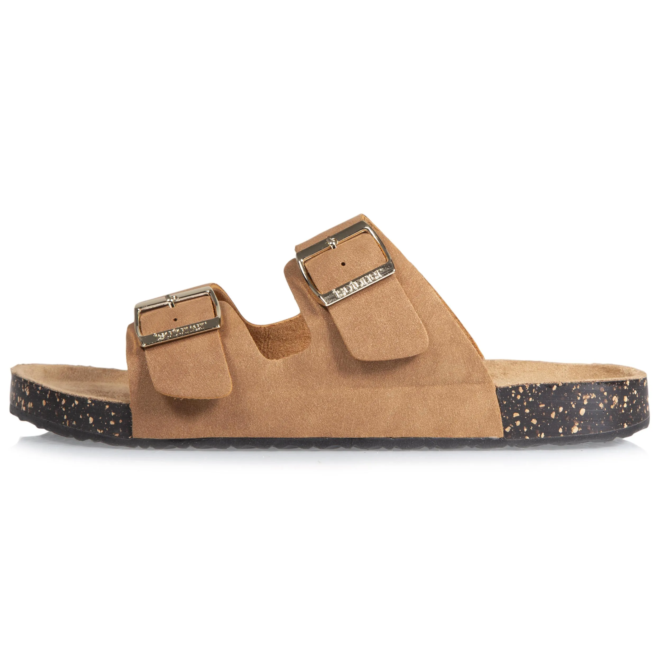 Mules sandales Femme double bride Camel