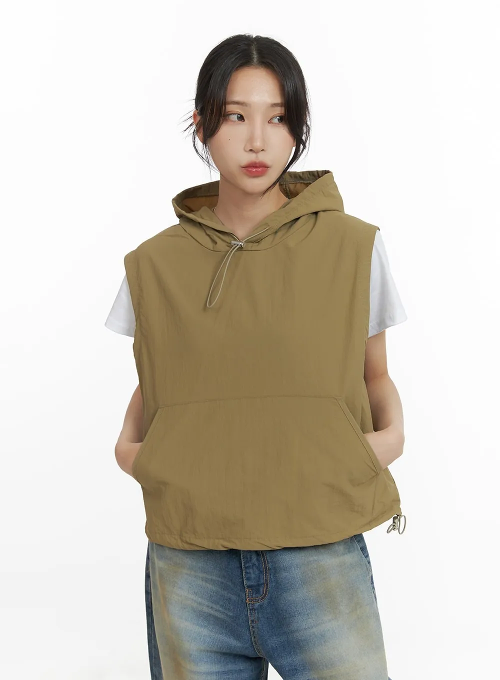 Nylon Pocket Hooded Vest CM426