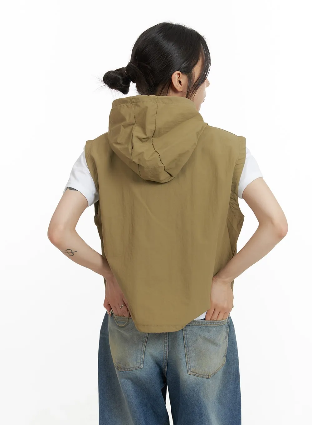 Nylon Pocket Hooded Vest CM426