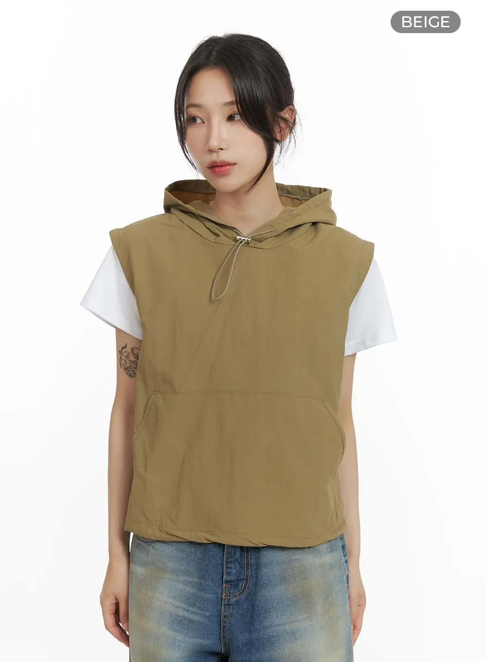 Nylon Pocket Hooded Vest CM426