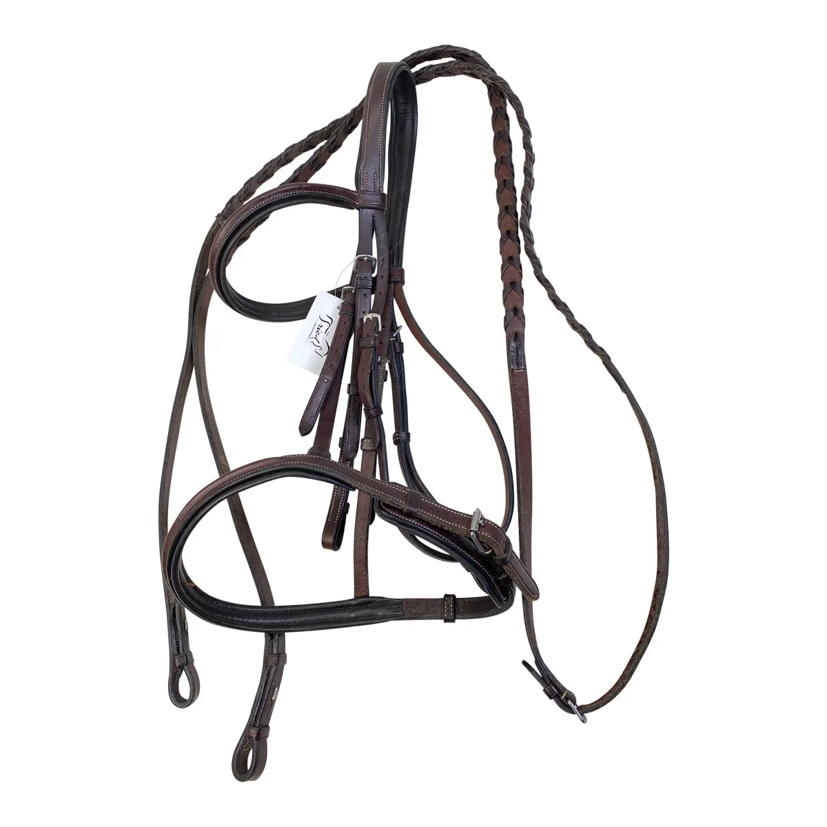 Ovation Comfort Crown Plain Raised Bridle w/Laced Reins in Havana - Full