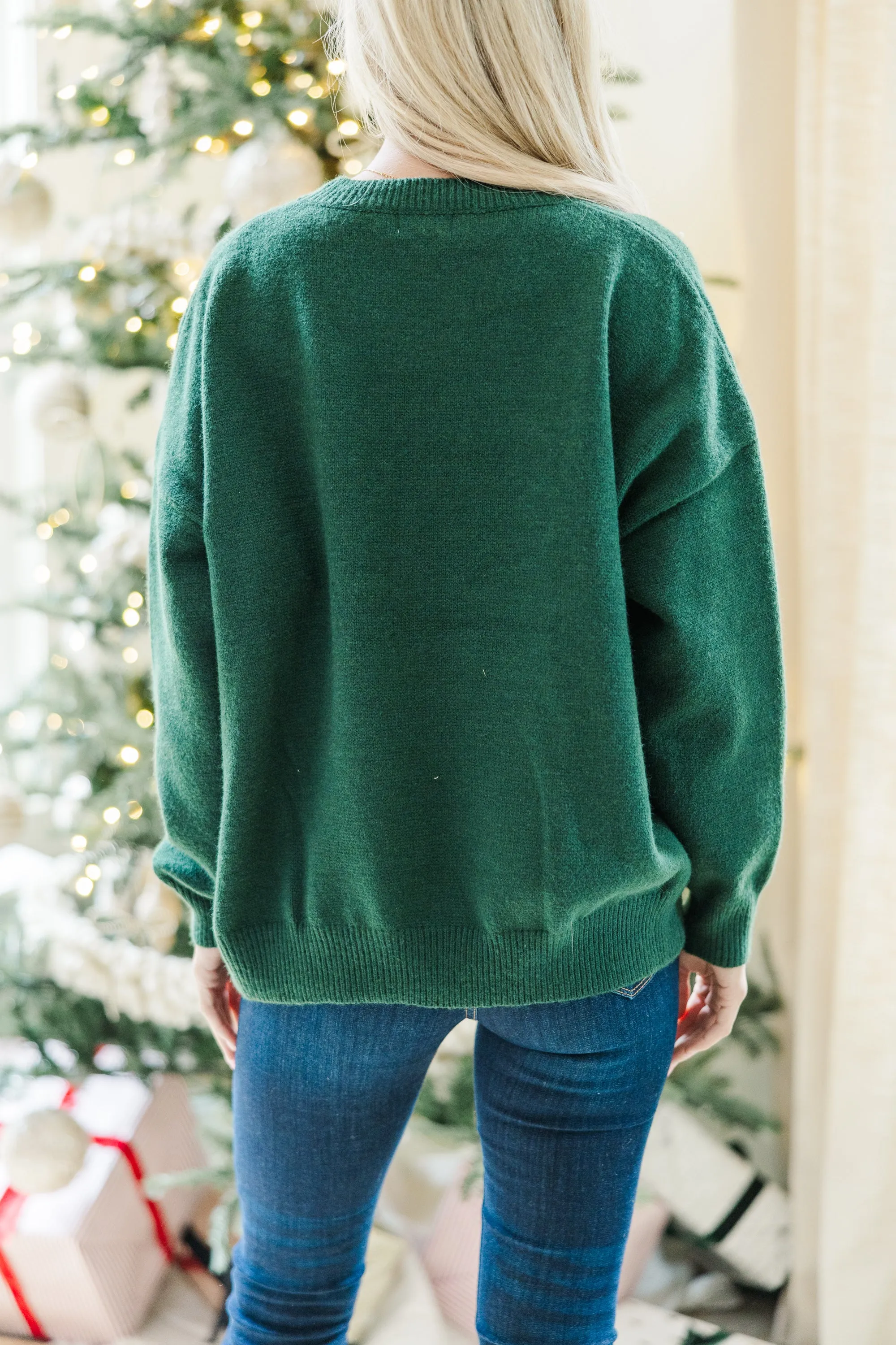 Peace On Earth Emerald Green Script Sweater