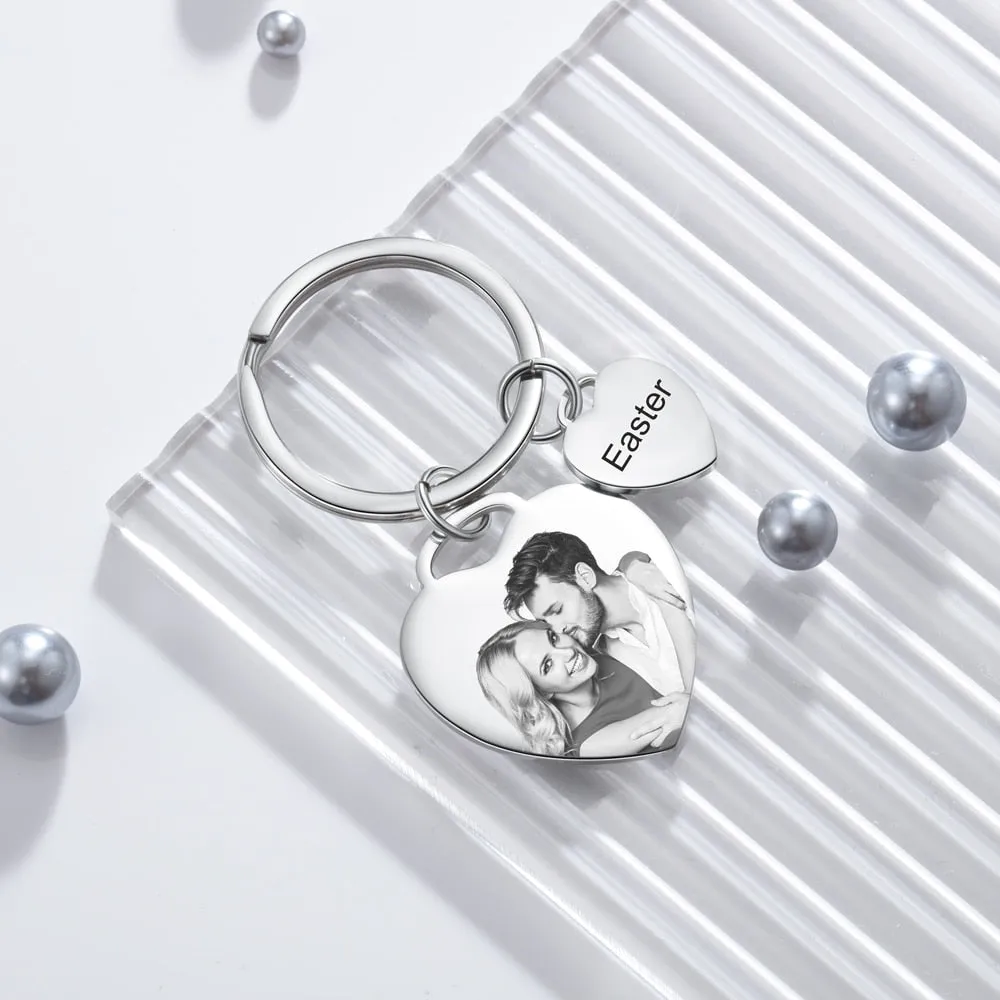 Personalized Date, Photo And Name Engraved Keychains