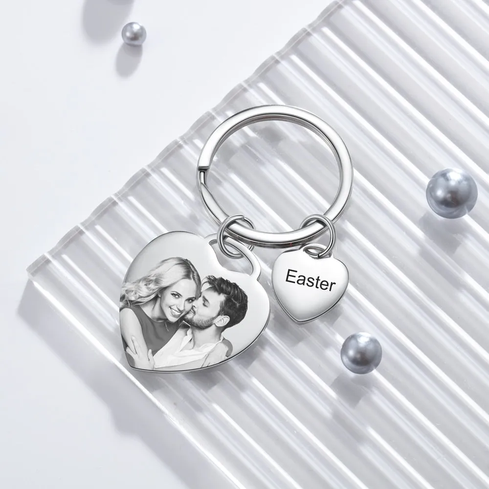 Personalized Date, Photo And Name Engraved Keychains