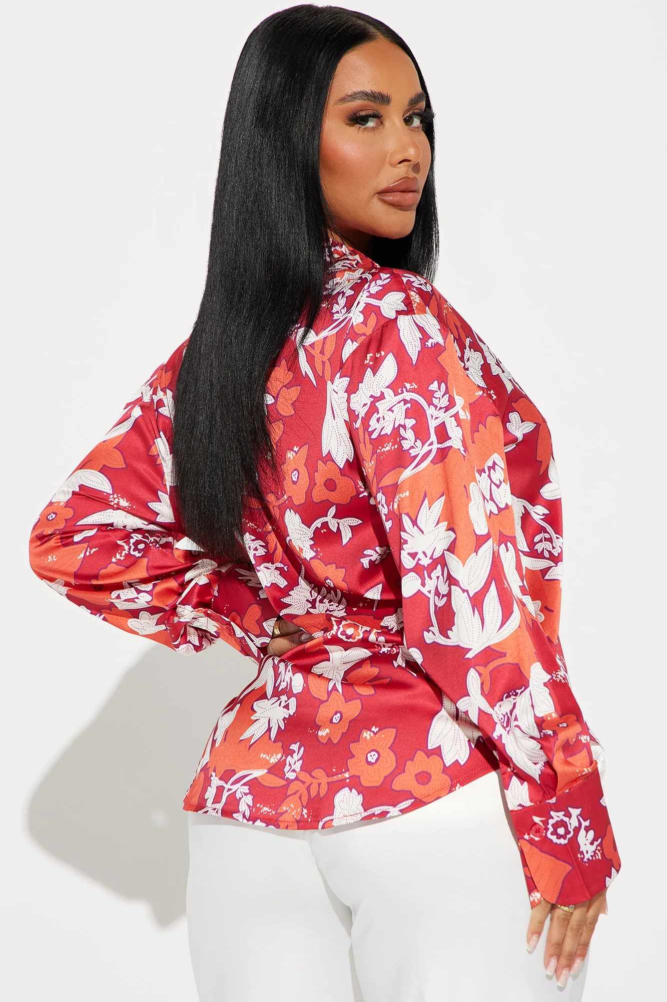 Places To Be Floral Shirt - Red/combo