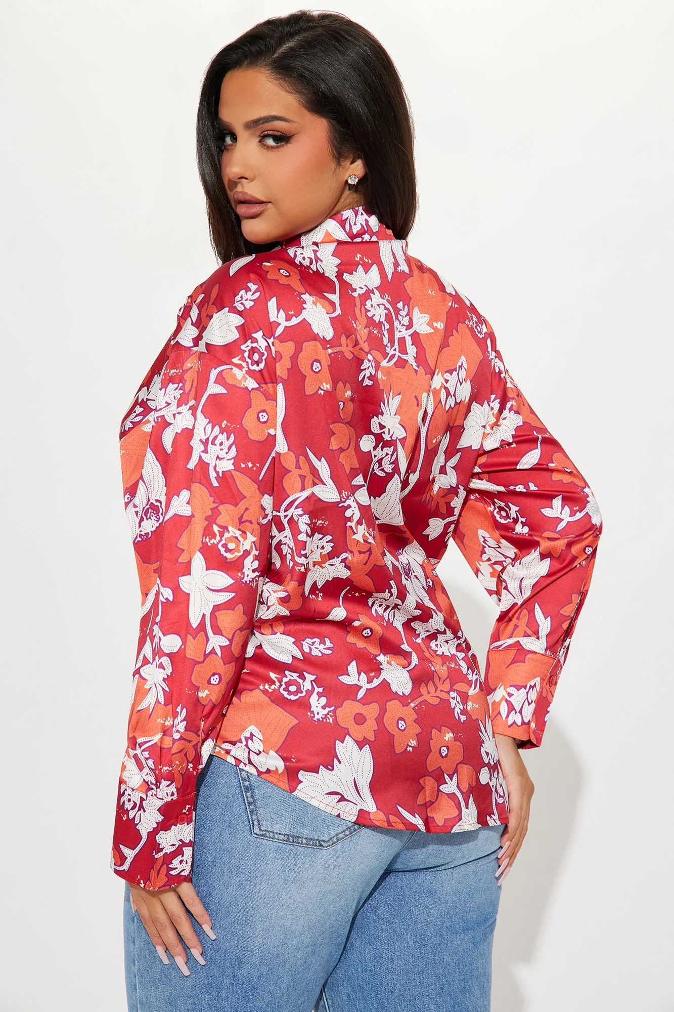 Places To Be Floral Shirt - Red/combo